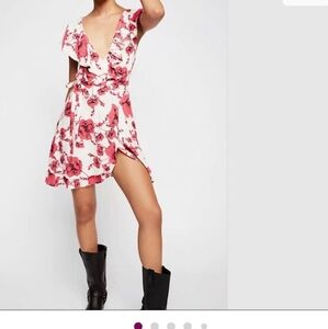 Flowy Fairy Coquette‎ Whimsical Free People Floral Tiered Wrap Dress Size M NEW